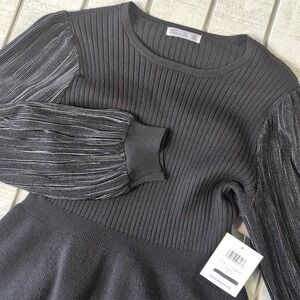 89th + Madison‎ Sweater Women's Size Medium Black Lace Detail Long Sleeve - New